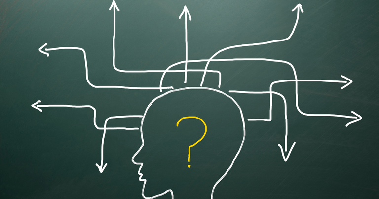 Illustration showing a head with multiple arrows pointing in different directions